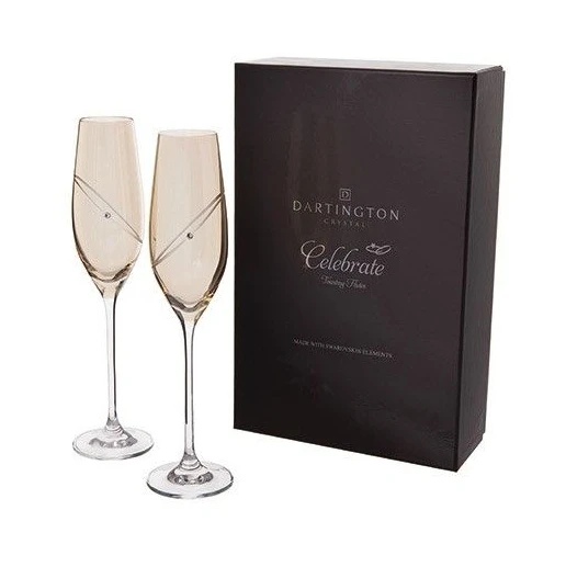 Dartington Celebration Glitz Gold Champagne Flutes