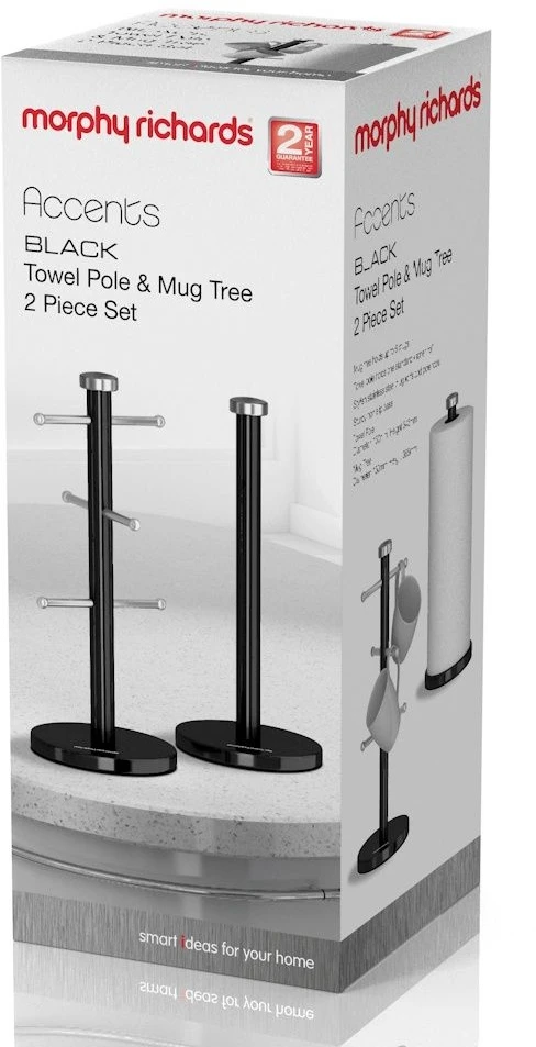 Morphy Richards Accents Towel Pole And Mug Tree Set Black - Image 3