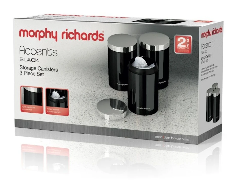 Morphy Richards Accents Set Of 3 Canisters Black - Image 3