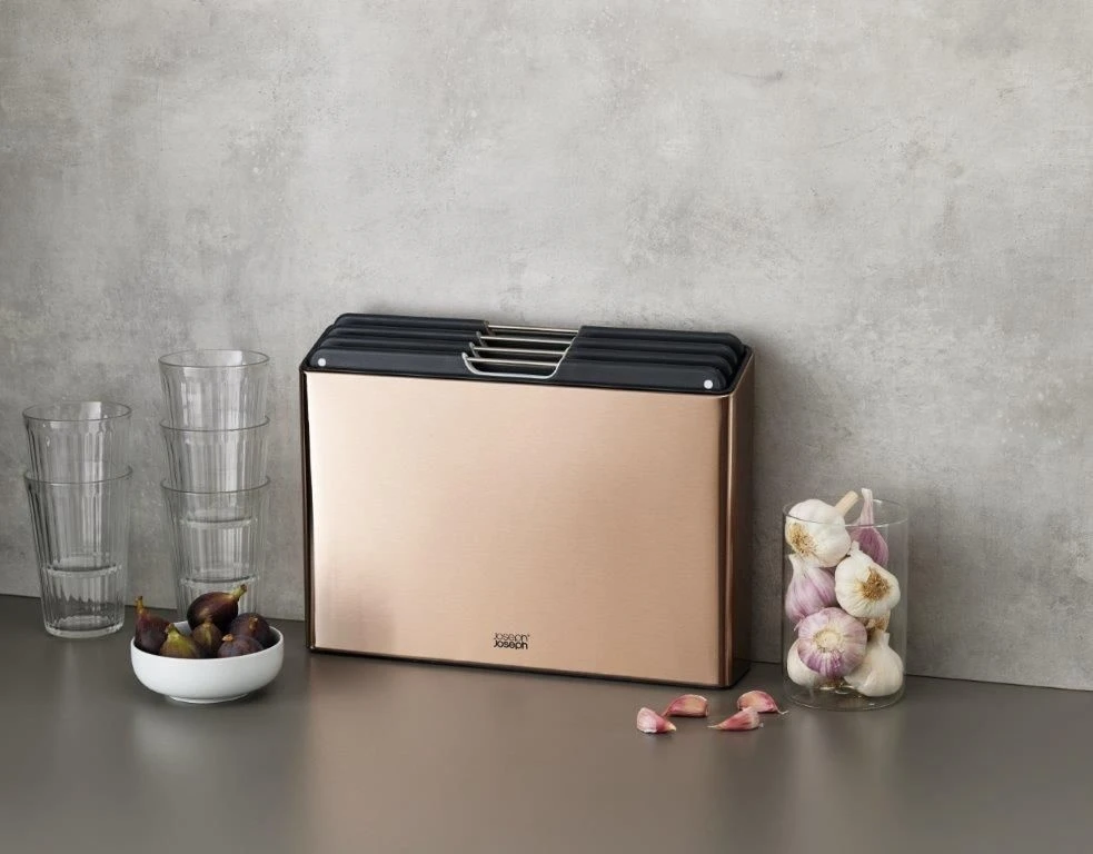 Joseph Joseph Folio Steel 4 Piece Chopping Board - Rose Gold - Image 3