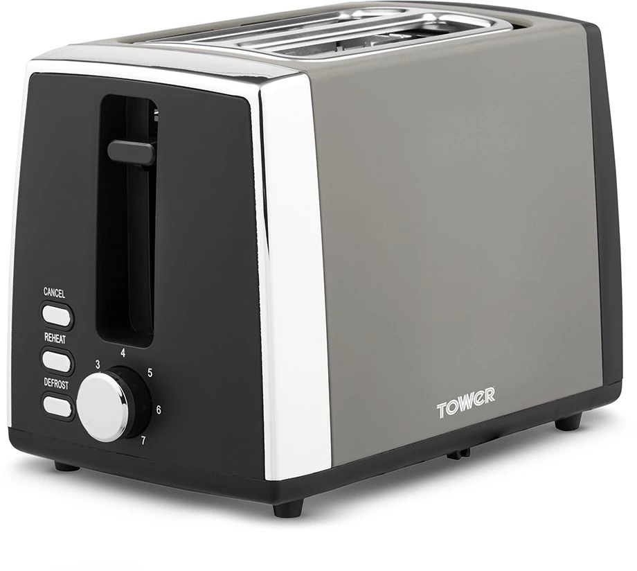 Tower T20072GRYBF Ash Grey 2 Slot Toaster