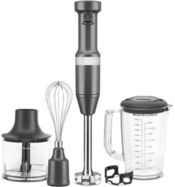 KitchenAid 5KHBV83BDG Corded Hand Blender + Accessories - Charcoal Grey