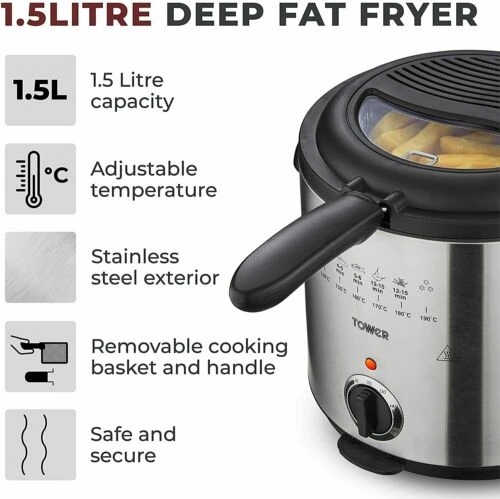 Tower T17070 1.5 Litre Deep Fat Fryer - Image 2