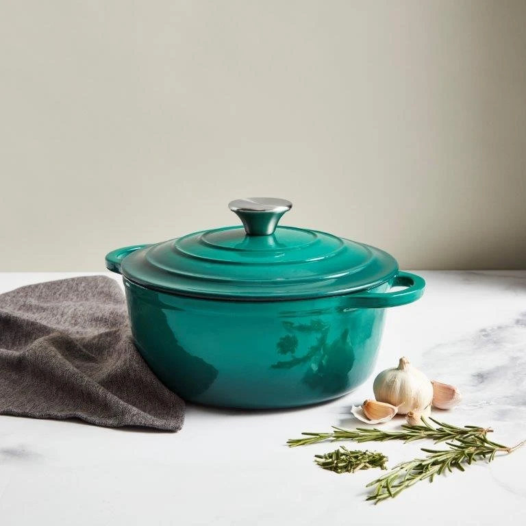 Simply Home Cast Iron Casserole Dish 22cm Emerald Green - Image 2